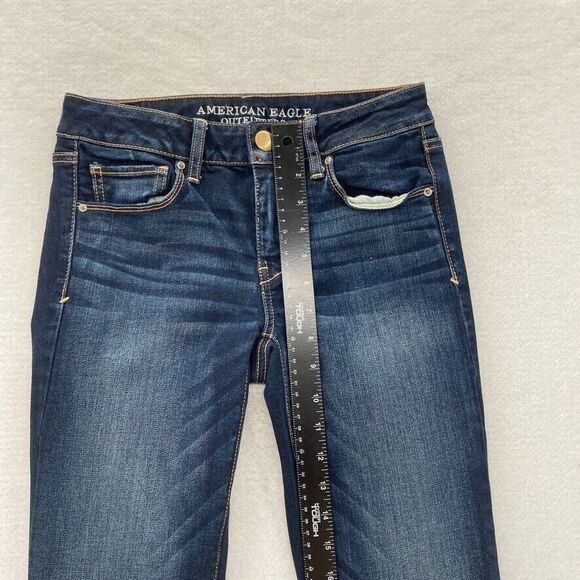 American Eagle Skinny Jeans Women's 4 Short Black Stretch Denim Low Rise Pants - Picture 8 of 13